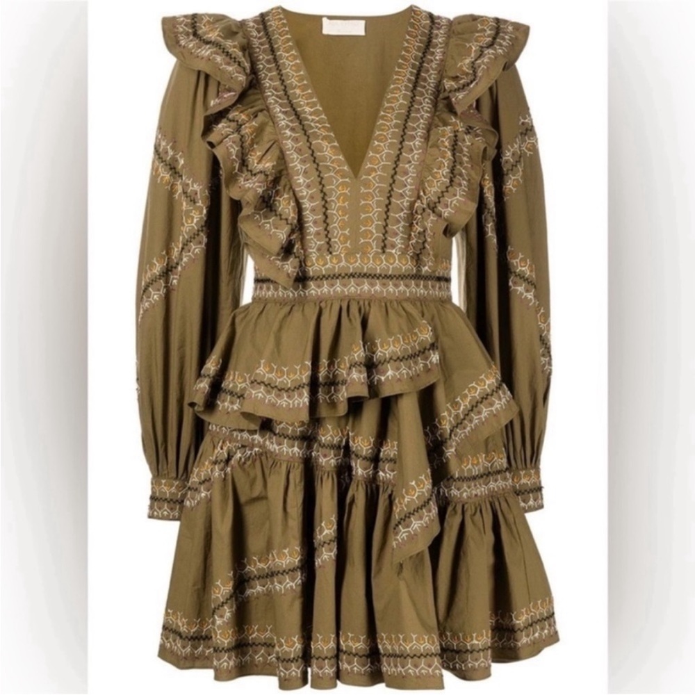 Ulla Johnson Anais Ruffle V-Neck Mini Dress Size 2. like new.